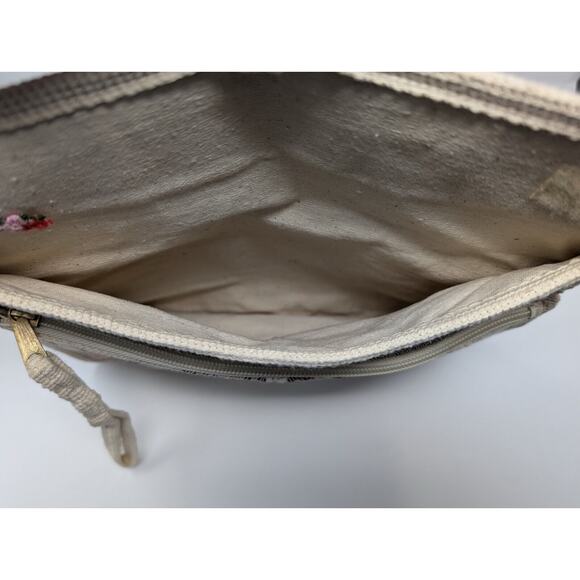 Vintage 80s Clutch Purse Beige Colorful Stripe Woven Bag - Picture 7 of 9